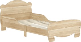 AIYAPLAY Pat pentru copii, pat tineret, pat casă cu design ursuleț, pat de joacă pentru 3-6 ani, 143,5 x 80 x 55 cm, lemn natural | Aosom Romania