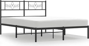 vidaXL Cadru de pat metalic cu tăblie, negru, 150x200 cm