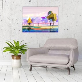 Tablou pe sticlă - Peisaj, abstracție (70x50 cm)