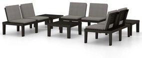 3059834 vidaXL Set mobilier de grădină cu perne, 6 piese, gri, plastic