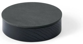 Cutie de depozitare neagră-gri antracit din lemn și din piele ecologică cu capac, decorativă ø 11x3,5 cm Circle Nupo – LIND DNA