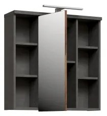 Dulap de baie suspendat cu oglindă VENOM, antracit/maro