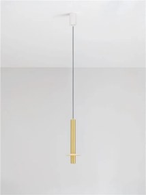 Pendul tub subtire aluminiu auriu si alabastru LED NOEMI