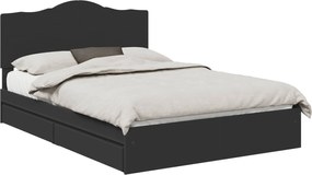 vidaXL Pat cu storage cu headboard Negru 150 x 200 cm Lemn compozit