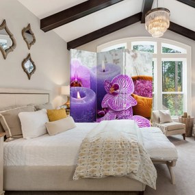 Paravan - Orhidee și lumănări (126x170 cm)