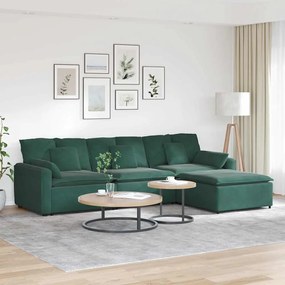 vidaXL Canapea modulară cu taburet și perne, verde închis