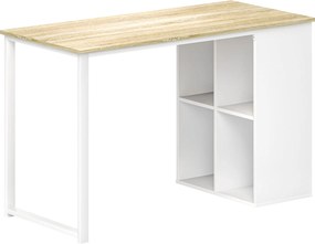 HOMCOM Birou pentru Computer cu 4 Rafturi Deschise și Picioare Antiderapante, 120x54x75 cm, Stejar | Aosom Romania