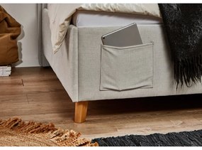 Pat pentru copii bej pe colț tapițat fără somieră 120x200 cm Fun – Meise Möbel