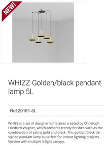 Lustra cu 5 Pendule design modern WHIZZ auriu/negru