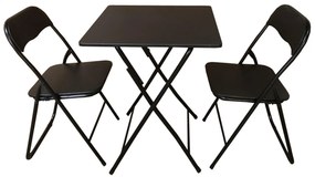 Set masa pliabila cu 2 scaune HouseXL® Smart Square Table Set, Din MDF, Sezuturi moi, Dimensiune 60X60X75 cm, Pentru living si bucatarie, Negru