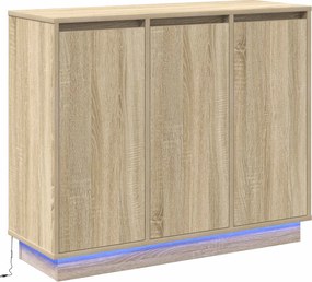 vidaXL Bufet LED Stejar Sonoma 90 x 32 x 75 cm Lemn compozit