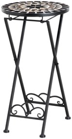 Outsunny Suport pentru plante Ø36 x 67 cm Suport pentru flori pliabil rotund pentru balcon mozaic de piatră grădină interior exterior multicolor | Aosom Romania