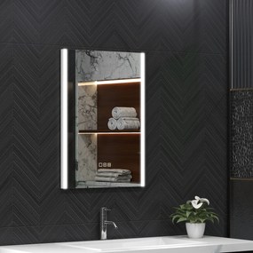 HOMCOM Oglindă LED 50x70 Antiaburire Touch IP44 | Aosom Romania