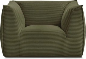 Fotoliu verde cu tapițerie din catifea reiată Giorgia – Bobochic Paris