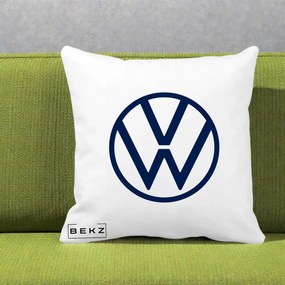 Perna Personalizata cu emblema Volkswagen, 40x40 cm, Alba Mata, Husa Detasabila, Perna Inclusa, BEKZ®