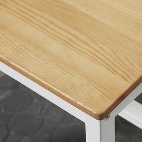 HOMCOM Set de 2 scaune de sufragerie din lemn masiv scaun de bucătărie stil rustic spătar încrucișat alb și stejar | Aosom Romania