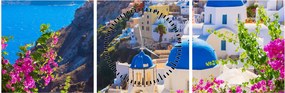 Tablou - Santorini, Grecia (cu ceas) (90x30 cm)