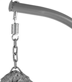 Scaun balansoar suspendat gri KOKON cu suport, perna alb-gri