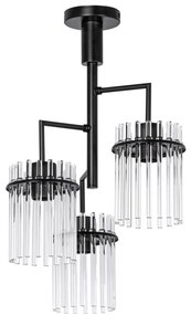Lustră pe tijă 3xE27/60W/230V negru/transparent
