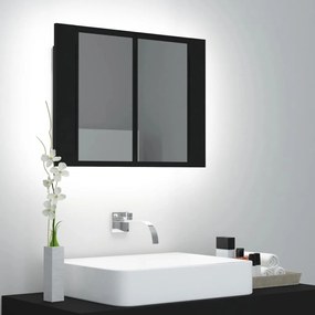 804957 vidaXL Dulap de baie cu oglindă și LED, negru, 60x12x45 cm acril