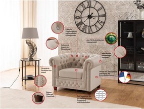 Fotoliu bej chesterfield cu tapițerie din catifea York Blik – Ropez