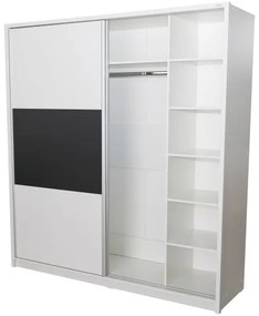 Dulap Milano cu usi culisante, 206 x 220 x 60 cm, Alb / Gri