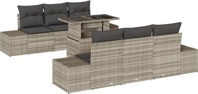 vidaXL Set de canapea cu pernă Manual 7 pcs Gri deschis poliratan