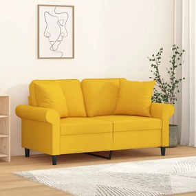 3153238 vidaXL Canapea 2 locuri cu perne&pernuțe galben deschis 120 cm textil