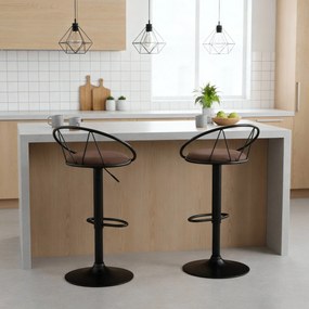 Set 2 scaune bar cu rotire de 360 de grade si suport pentru picioare 51x46x78-100cm HOMCOM | Aosom Romania