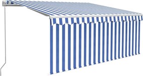 vidaXL Copertină retractabilă manual cu stor&LED albastru&alb, 3x2,5 m