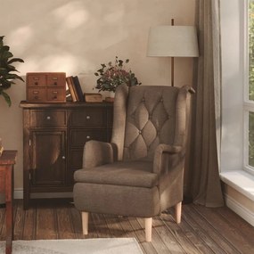 329392 vidaXL Fotoliu cu picioare din lemn de hevea gri taupe material textil