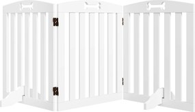 PawHut Separator Pliabil pentru Câini cu 3 Panouri și 2 Suporturi, din Lemn Alb, 155x30x61 cm | Aosom Romania