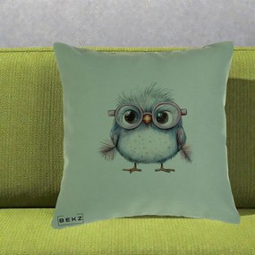 Perna Decorativa Pui Pufos cu Ochelari Roz, 40x40 cm, Verde, Husa Detasabila, Perna Inclusa, BEKZ®