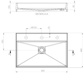 Lavoar pe blat alb mat din compozit 60 cm, dreptunghiular, Deante Correo Alb mat