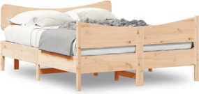 vidaXL Cadru de pat fără saltea, 135x190 cm, lemn masiv de pin
