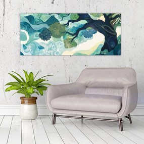 Tablou – Coroană verde a arborelui vieții (120x50 cm)