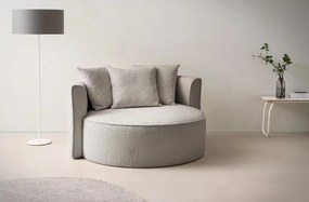 Fotoliu rotund, diametru de 153 cm, culoare gri, material boucle fin