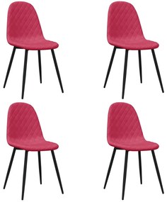 vidaXL Scaune de bucătărie, 4 buc., roșu vin, catifea