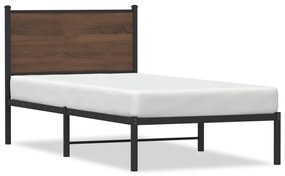 4007755 vidaXL Cadru pat metalic cu tăblie, stejar maro, 75x190 cm