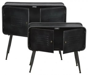 Set 2 masute auxiliare negre din metal, 88x38x78 cm / 70,5x30x58,5 cm, School Mauro Ferreti