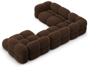 Colțar maro închis cu tapițerie din catifea (cu colț pe partea stângă/în formă de "U") Loretto – Cosmopolitan Design