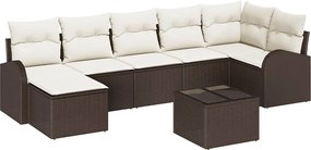 vidaXL Set de canapele pentru grădină cu pernă 8 pcs Maro Rattan poli