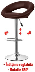 Set 2 scaune bar, Bedora Oval, piele ecologica, maro