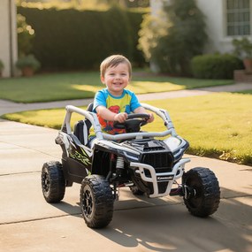 AIYAPLAY Vehicul off-road electric 12V pentru copii, telecomandă, lumini LED, muzică, claxon, pentru copii de 3-8 ani, gri | Aosom Romania