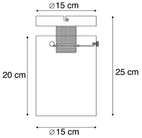 Plafoniera de design neagra cu sticla fumurie - Dome