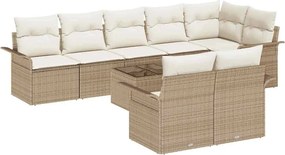 vidaXL Set de canapele pentru grădină 9 pcs Bej poliratan