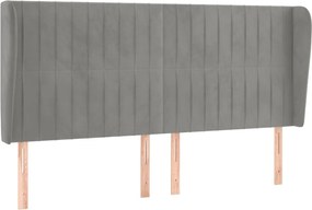 vidaXL Tăblie de pat cu aripioare gri deschis 203x23x118/128cm catifea