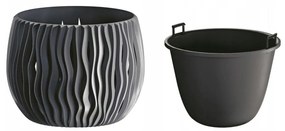 Ghiveci decorativ de flori, rotund, antracit, 1.4 L, 18x13.6 cm Sandy Bowl