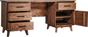 Birou lemn masiv Timeless 4 Sertare 1 Ușă Whisky, 164 × 60 × 76 cm