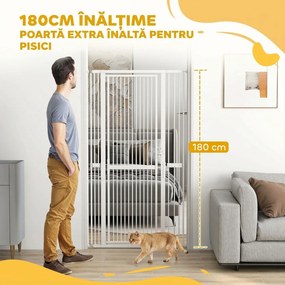 PawHut Gard de Siguranță pentru Animale, 180 cm Înălțime, Spațiu Îngust 3,5 cm, Montare prin Presiune, Lățime 76-104 cm | Aosom Romania